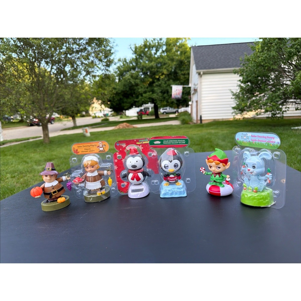 Solar Dancing Toys Figures Lot Of 6 Christmas Easter Thanksgiving Winter